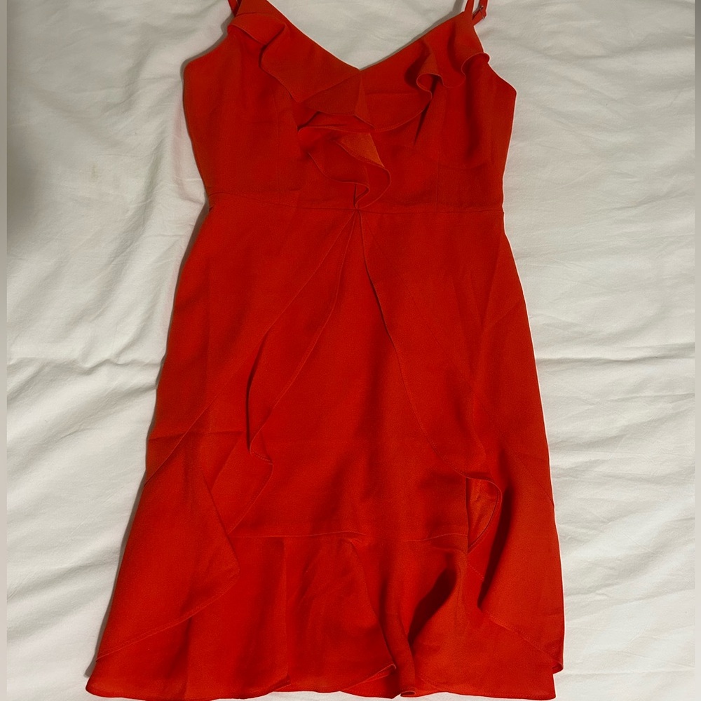 BCBGMAXAZRIA red ruffle mini dress, size S